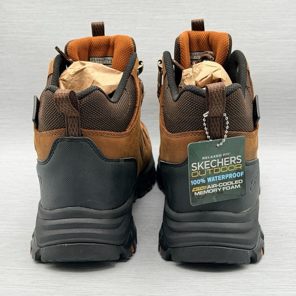 Skechers Waterproof Hiking Boots Men's 9.5 Brown Leather Outdoor Trail 204910 - Picture 5 of 14